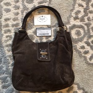 Prada brown suede bag